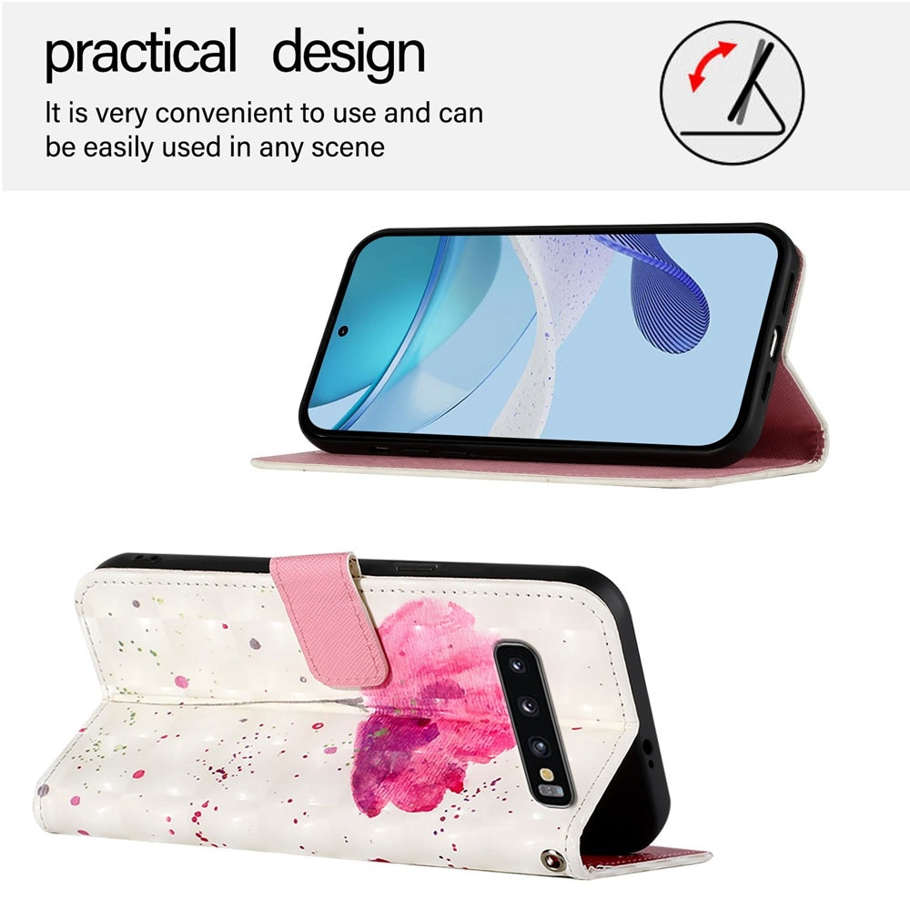 Samsung Galaxy S10 Leather Flip Phone Case with 3D Painted Design, Card Holder, Wallet & Stand Function - Durable Protection & Easy Access