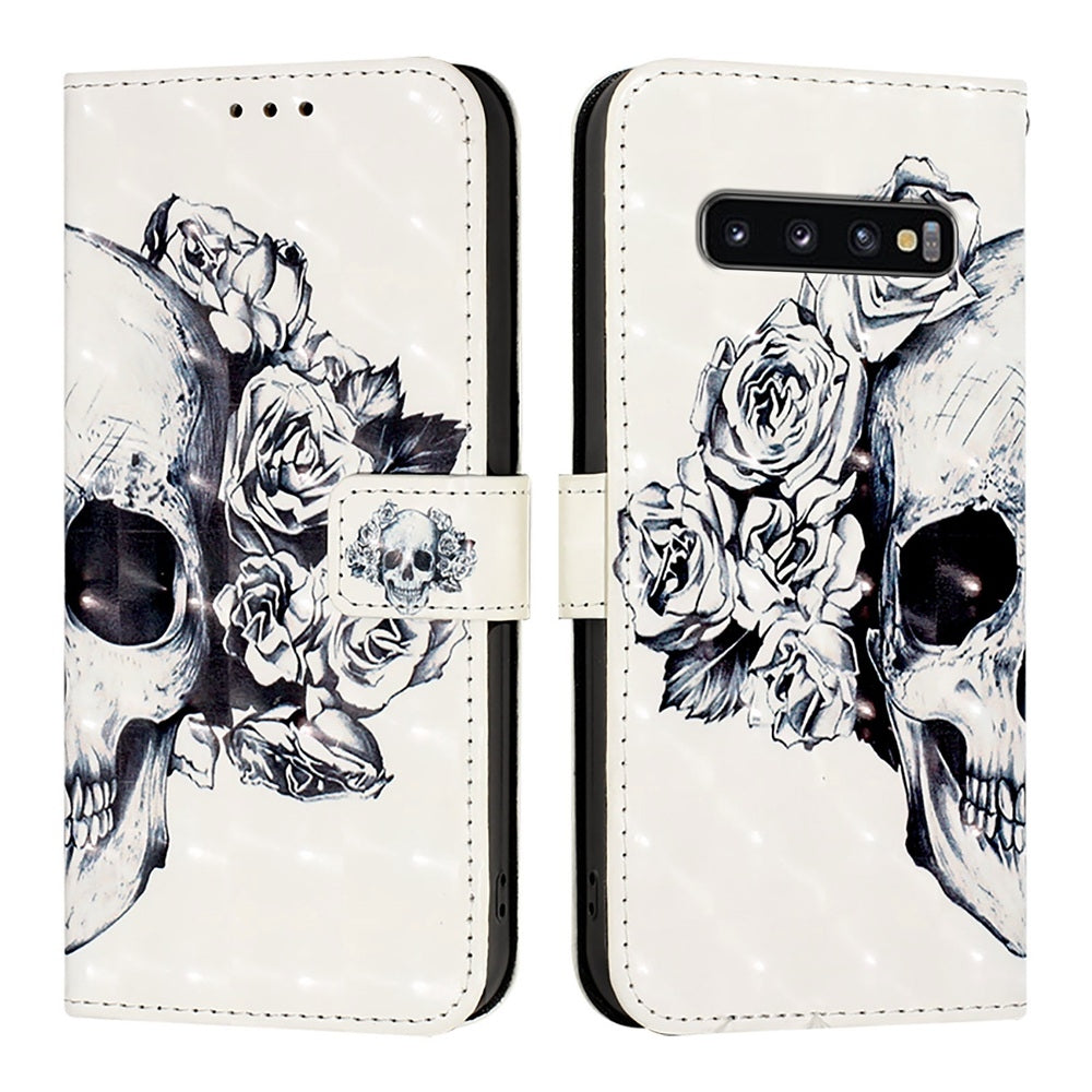 Samsung Galaxy S10 Leather Flip Phone Case with 3D Painted Design, Card Holder, Wallet & Stand Function - Durable Protection & Easy Access