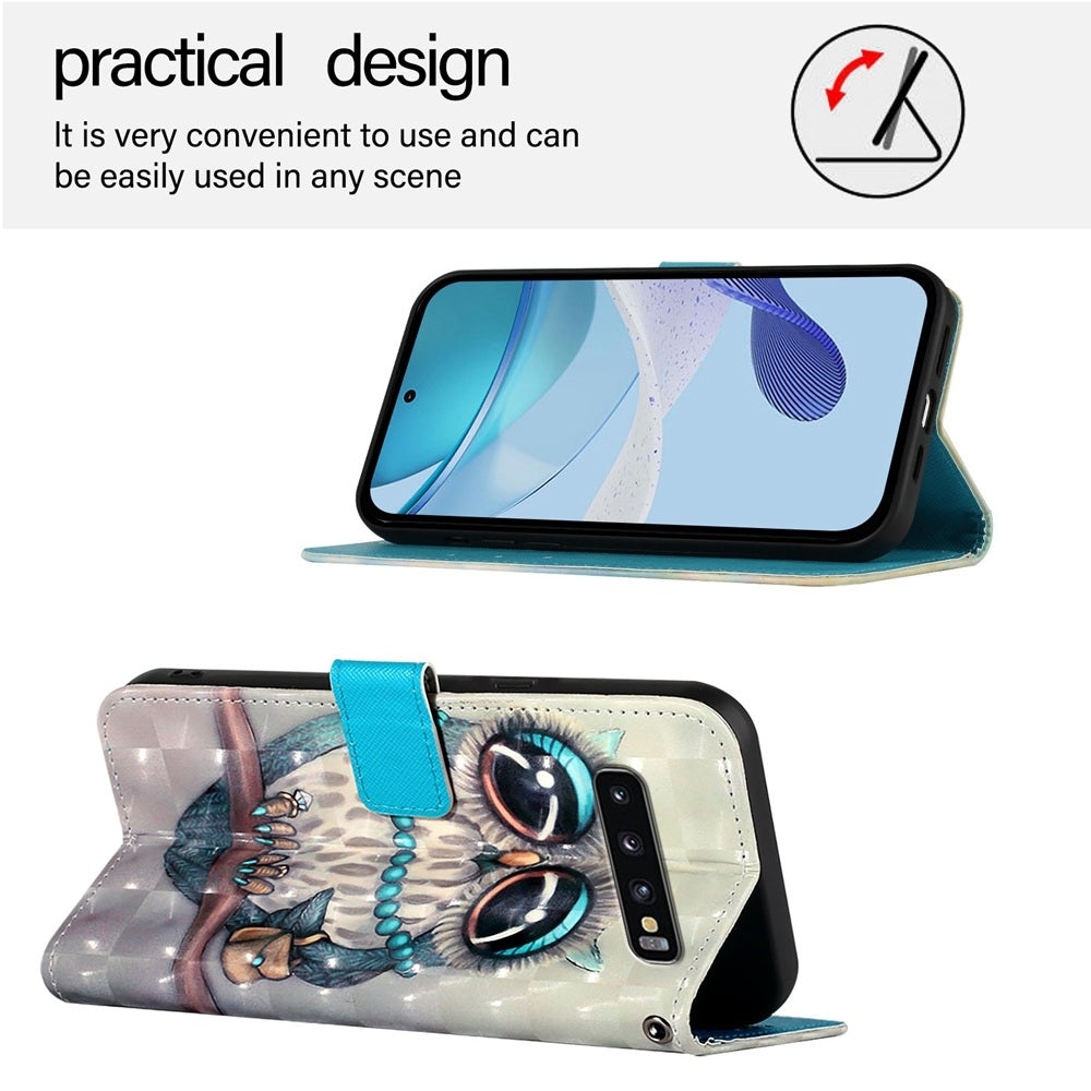 Samsung Galaxy S10 Leather Flip Phone Case with 3D Painted Design, Card Holder, Wallet & Stand Function - Durable Protection & Easy Access