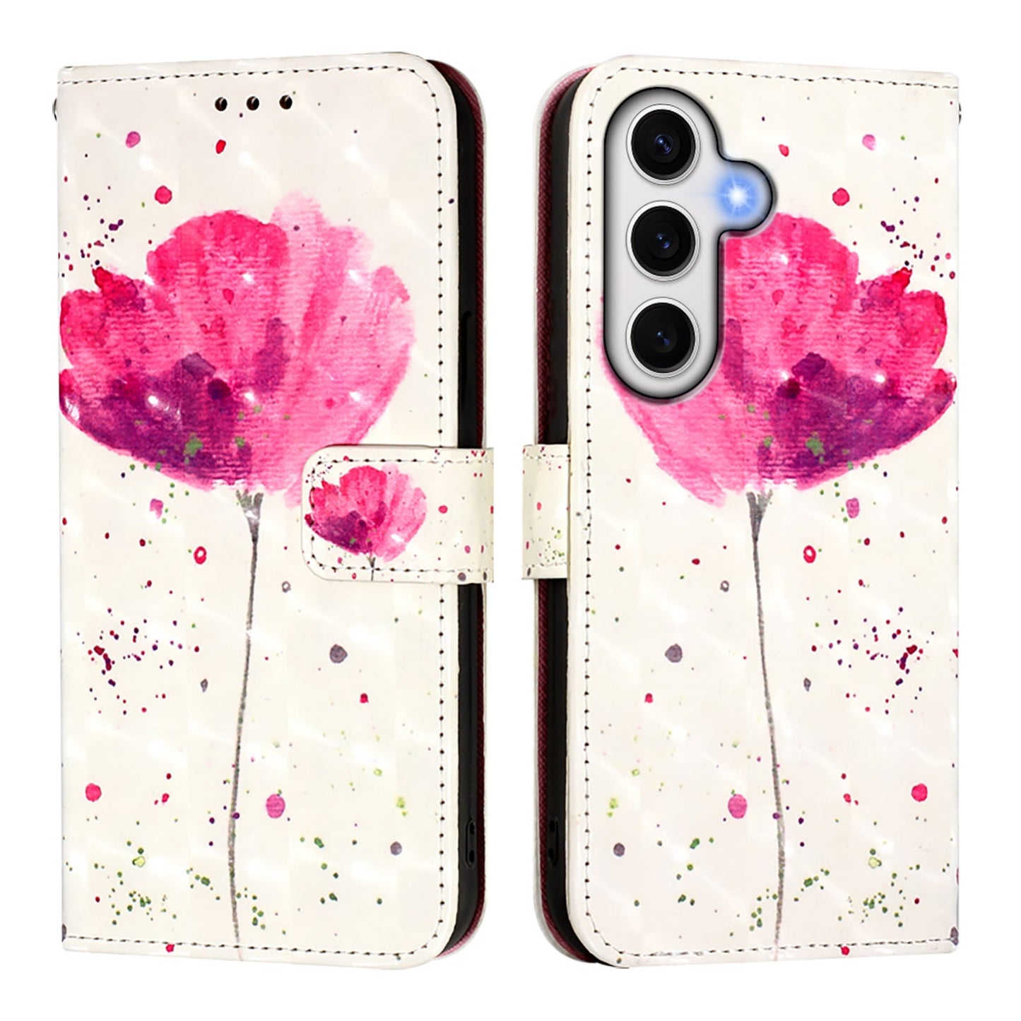 Samsung Galaxy S24 FE 5G Leather Flip Phone Case with 3D Painted Design, Card Holder, Wallet & Stand Function - Durable Protection & Easy Access