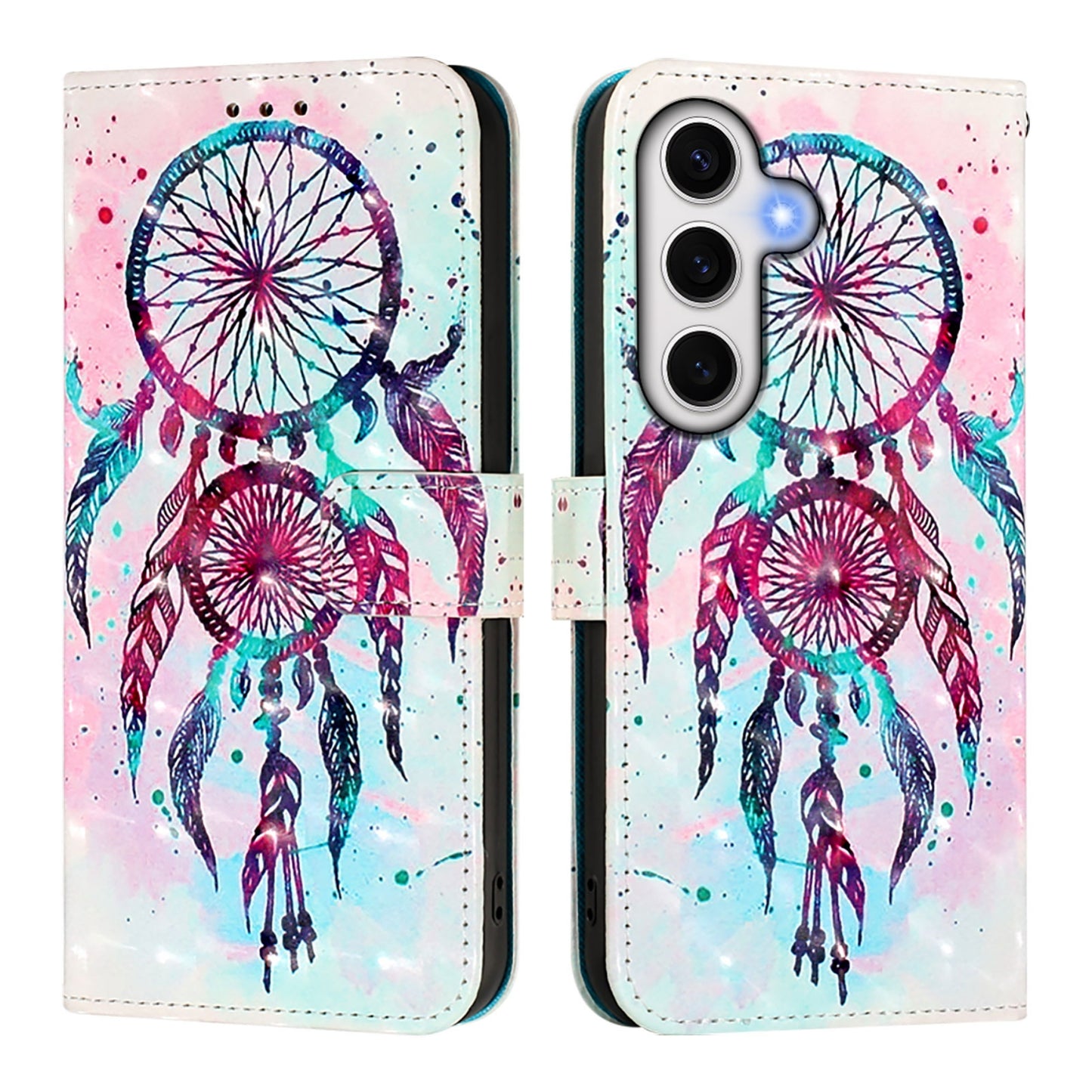 Samsung Galaxy S24 FE 5G Leather Flip Phone Case with 3D Painted Design, Card Holder, Wallet & Stand Function - Durable Protection & Easy Access