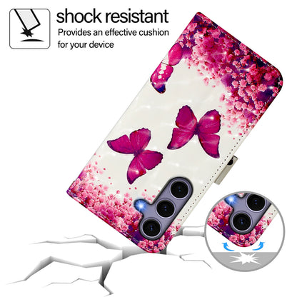 Samsung Galaxy S25 5G Leather Flip Phone Case with 3D Painted Design, Card Holder, Wallet & Stand Function - Durable Protection & Easy Access