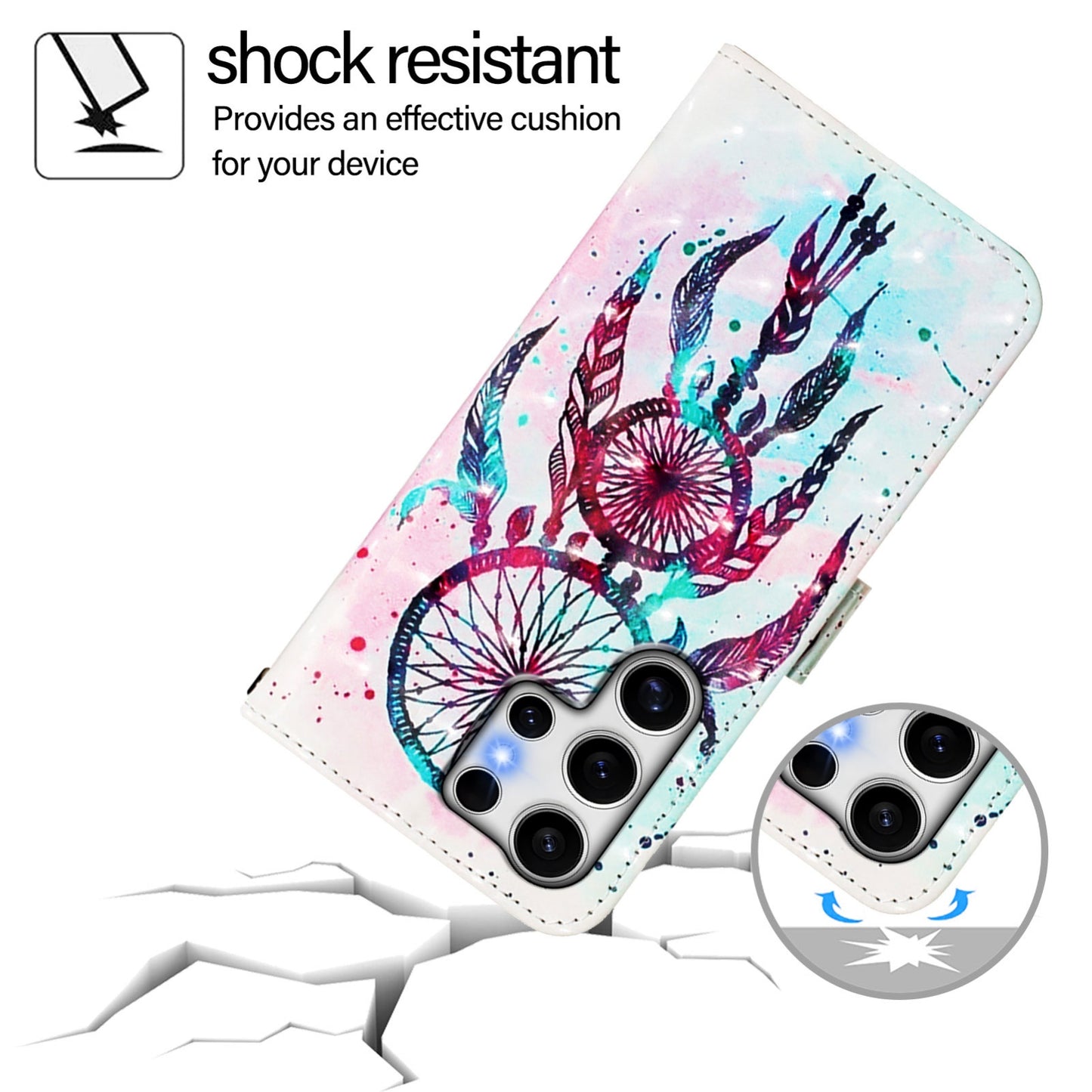 Samsung Galaxy S25 Ultra 5G Leather Flip Phone Case with 3D Painted Design, Card Holder, Wallet & Stand Function - Durable Protection & Easy Access