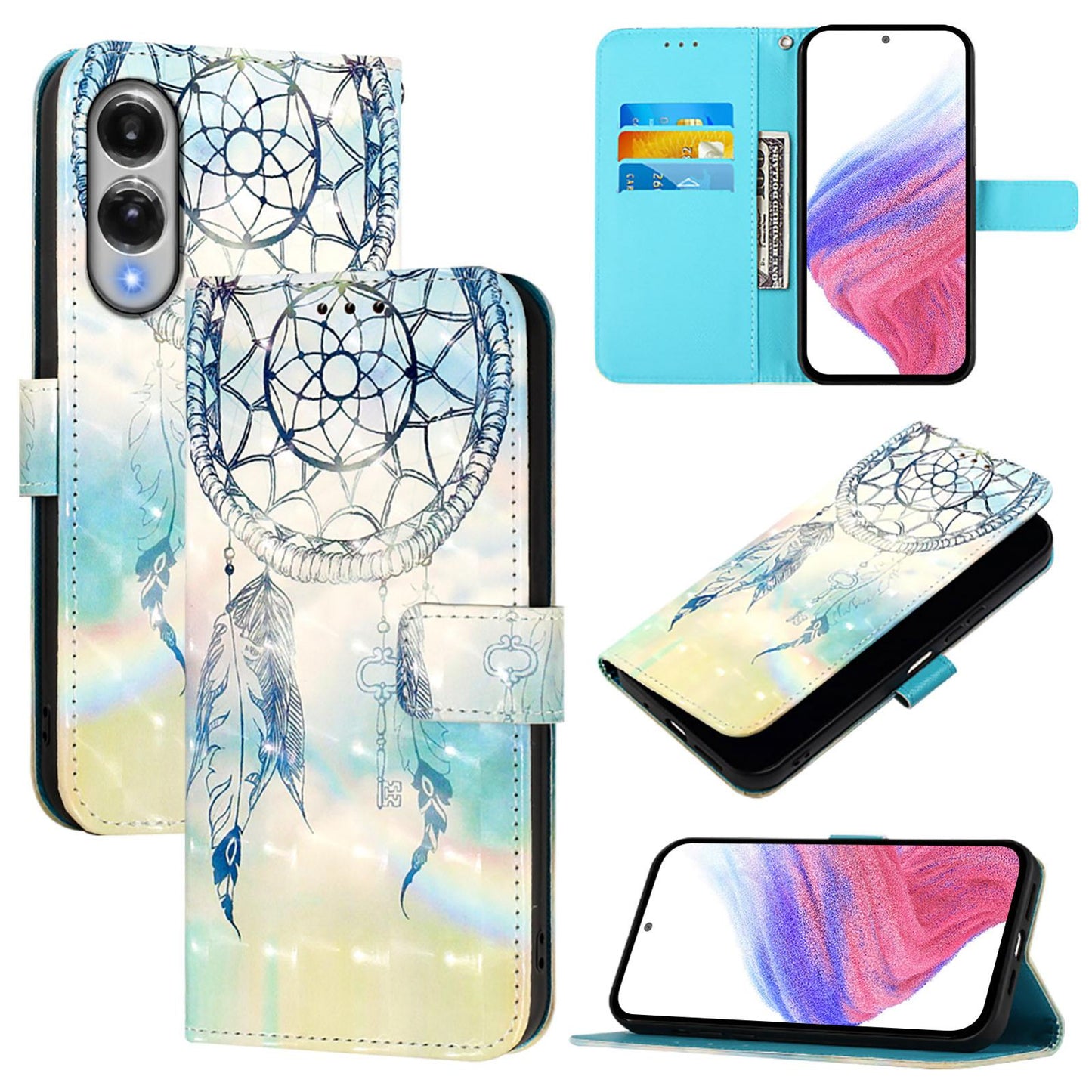Samsung Galaxy S25 Edge 5G Leather Flip Phone Case with 3D Painted Design, Card Holder, Wallet & Stand Function - Durable Protection & Easy Access
