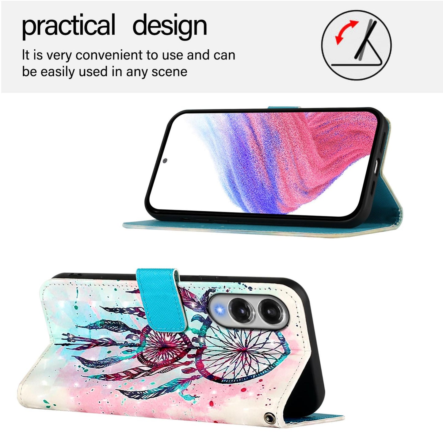 Samsung Galaxy S25 Edge 5G Leather Flip Phone Case with 3D Painted Design, Card Holder, Wallet & Stand Function - Durable Protection & Easy Access