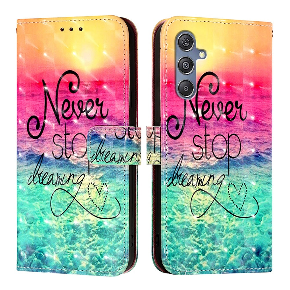 Samsung F34 5G Leather Flip Phone Case with 3D Painted Design, Card Holder, Wallet & Stand Function - Durable Protection & Easy Access