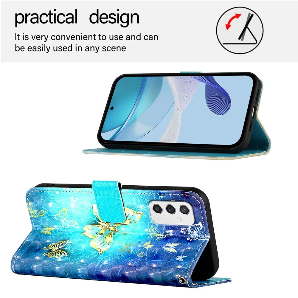 Samsung Galaxy M52 5G Leather Flip Phone Case with 3D Painted Design, Card Holder, Wallet & Stand Function - Durable Protection & Easy Access