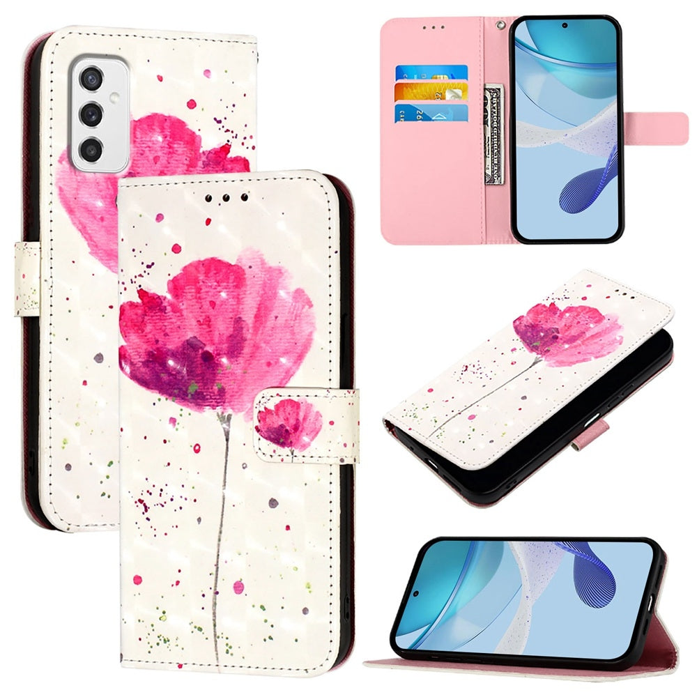 Samsung Galaxy M52 5G Leather Flip Phone Case with 3D Painted Design, Card Holder, Wallet & Stand Function - Durable Protection & Easy Access