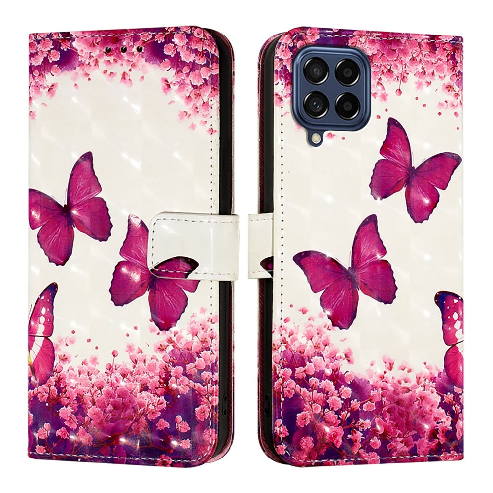Samsung Galaxy M53 5G Leather Flip Phone Case with 3D Painted Design, Card Holder, Wallet & Stand Function - Durable Protection & Easy Access