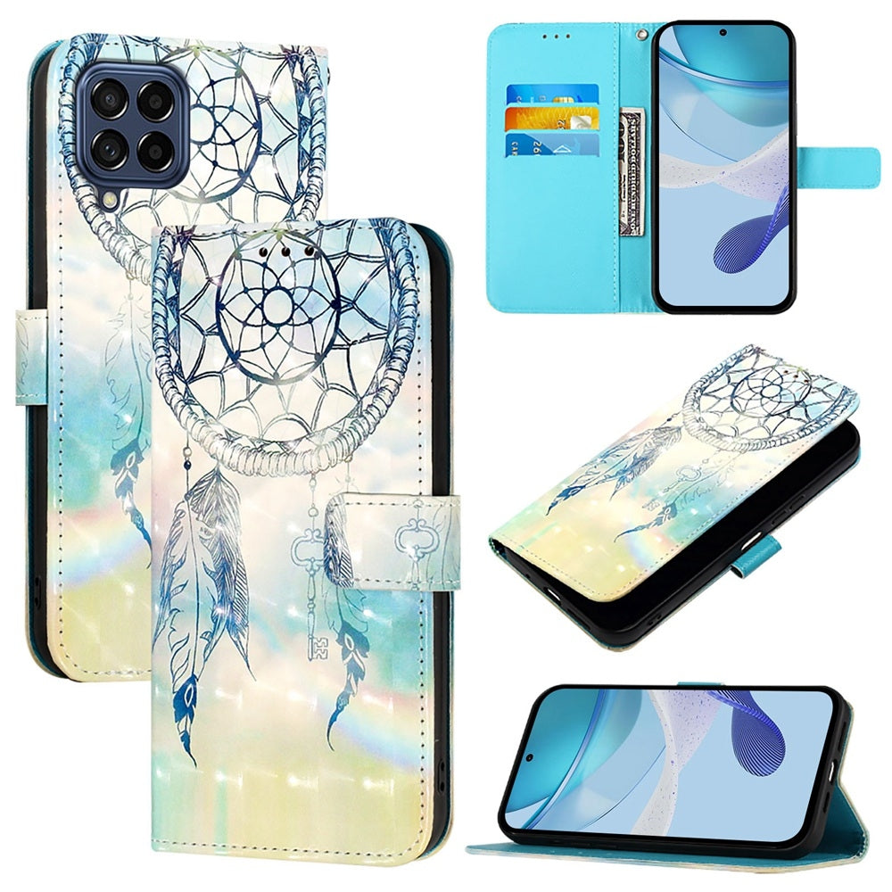 Samsung Galaxy M53 5G Leather Flip Phone Case with 3D Painted Design, Card Holder, Wallet & Stand Function - Durable Protection & Easy Access