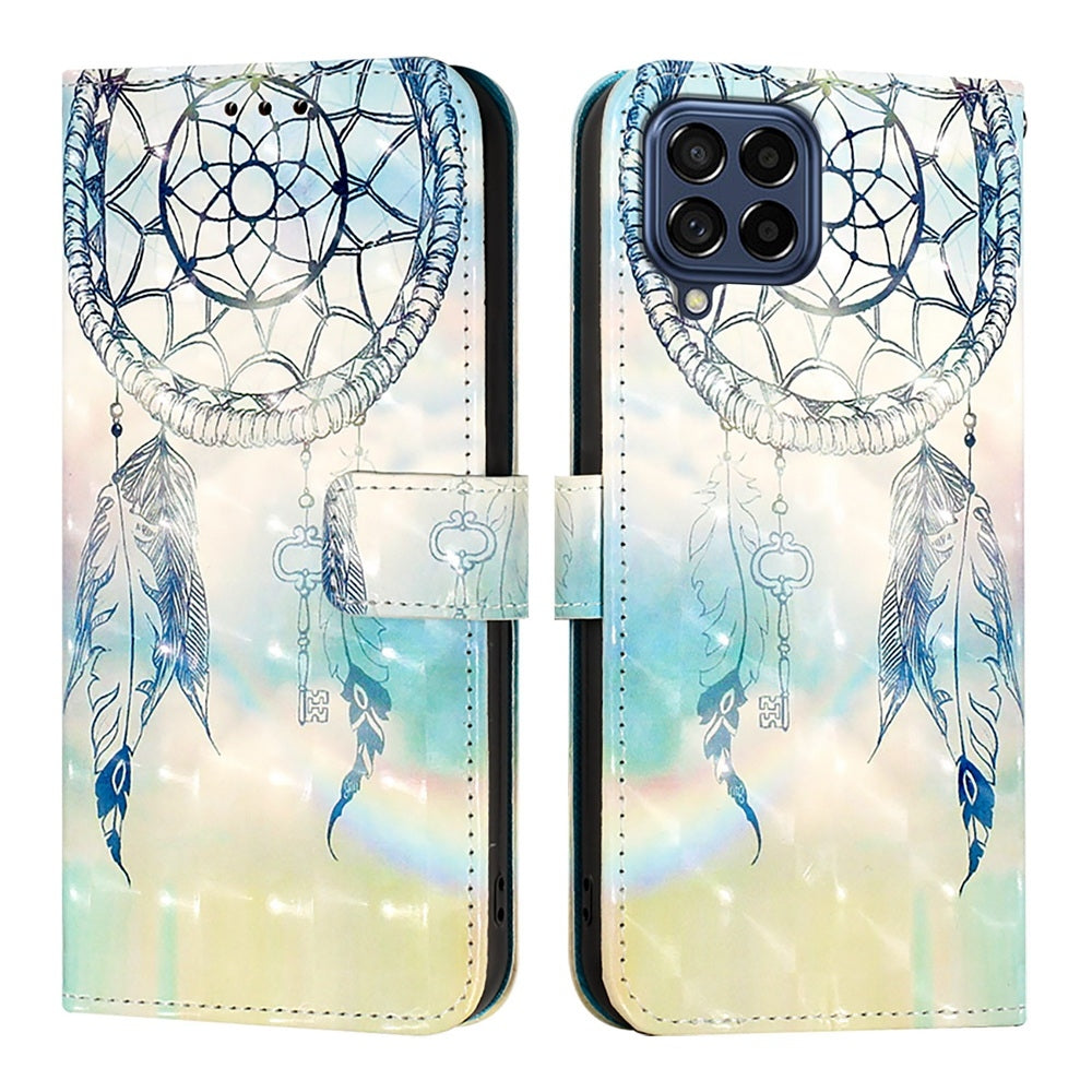 Samsung Galaxy M53 5G Leather Flip Phone Case with 3D Painted Design, Card Holder, Wallet & Stand Function - Durable Protection & Easy Access