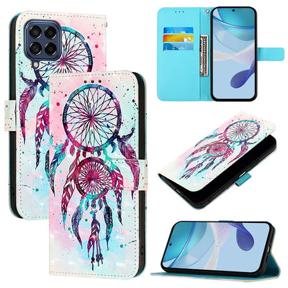 Samsung Galaxy M53 5G Leather Flip Phone Case with 3D Painted Design, Card Holder, Wallet & Stand Function - Durable Protection & Easy Access