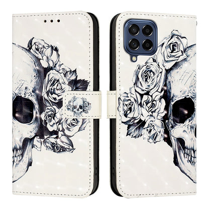 Samsung Galaxy M53 5G Leather Flip Phone Case with 3D Painted Design, Card Holder, Wallet & Stand Function - Durable Protection & Easy Access