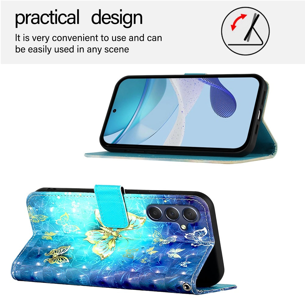 Samsung F54 5G Leather Flip Phone Case with 3D Painted Design, Card Holder, Wallet & Stand Function - Durable Protection & Easy Access