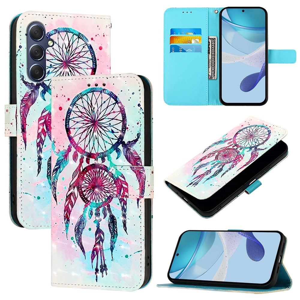 Samsung F54 5G Leather Flip Phone Case with 3D Painted Design, Card Holder, Wallet & Stand Function - Durable Protection & Easy Access