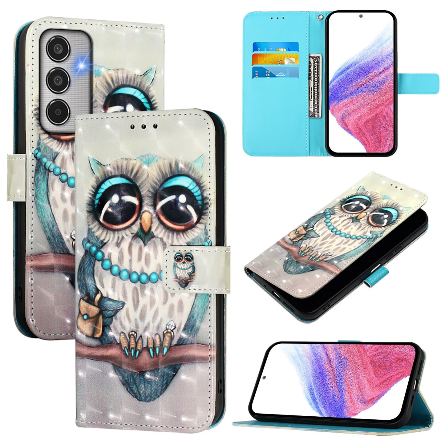 Samsung Galaxy M35 Leather Flip Phone Case with 3D Painted Design, Card Holder, Wallet & Stand Function - Durable Protection & Easy Access