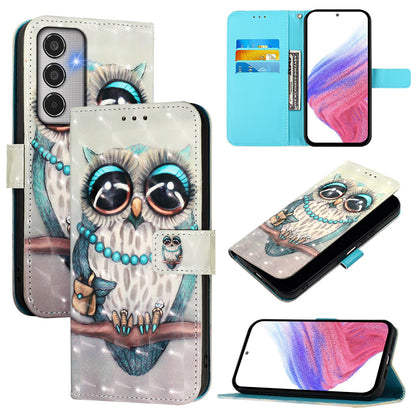 Samsung Galaxy M35 Leather Flip Phone Case with 3D Painted Design, Card Holder, Wallet & Stand Function - Durable Protection & Easy Access