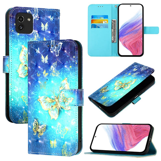 Samsung Galaxy A03 164mm Leather Flip Phone Case with 3D Painted Design, Card Holder, Wallet & Stand Function - Durable Protection & Easy Access