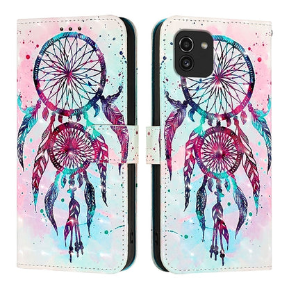 Samsung Galaxy A03 164mm Leather Flip Phone Case with 3D Painted Design, Card Holder, Wallet & Stand Function - Durable Protection & Easy Access