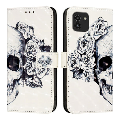 Samsung Galaxy A03 166mm Leather Flip Phone Case with 3D Painted Design, Card Holder, Wallet & Stand Function - Durable Protection & Easy Access