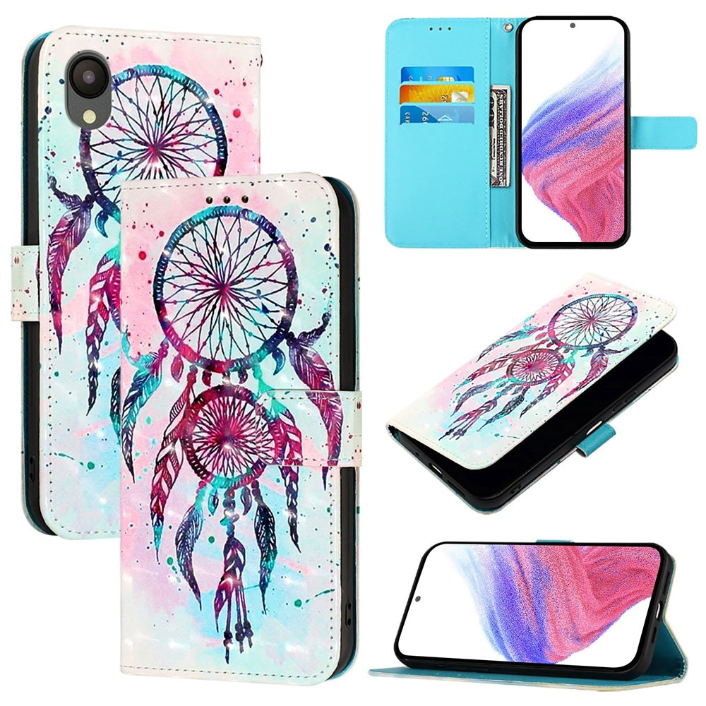Samsung A03 Core Leather Flip Phone Case with 3D Painted Design, Card Holder, Wallet & Stand Function - Durable Protection & Easy Access