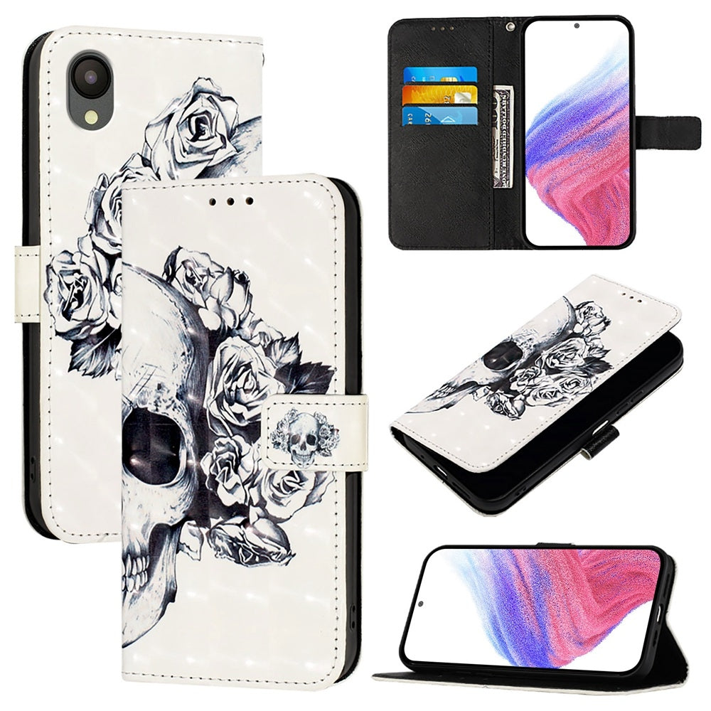 Samsung Galaxy A04 Core Leather Flip Phone Case with 3D Painted Design, Card Holder, Wallet & Stand Function - Durable Protection & Easy Access