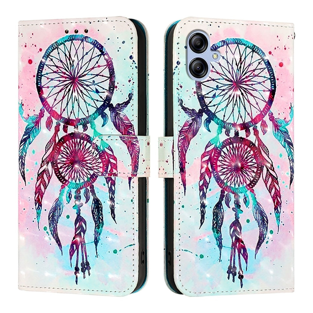 Samsung F04 Leather Flip Phone Case with 3D Painted Design, Card Holder, Wallet & Stand Function - Durable Protection & Easy Access