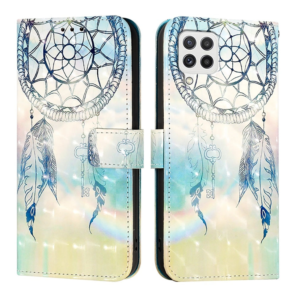 Samsung Galaxy A22 4G Leather Flip Phone Case with 3D Painted Design, Card Holder, Wallet & Stand Function - Durable Protection & Easy Access