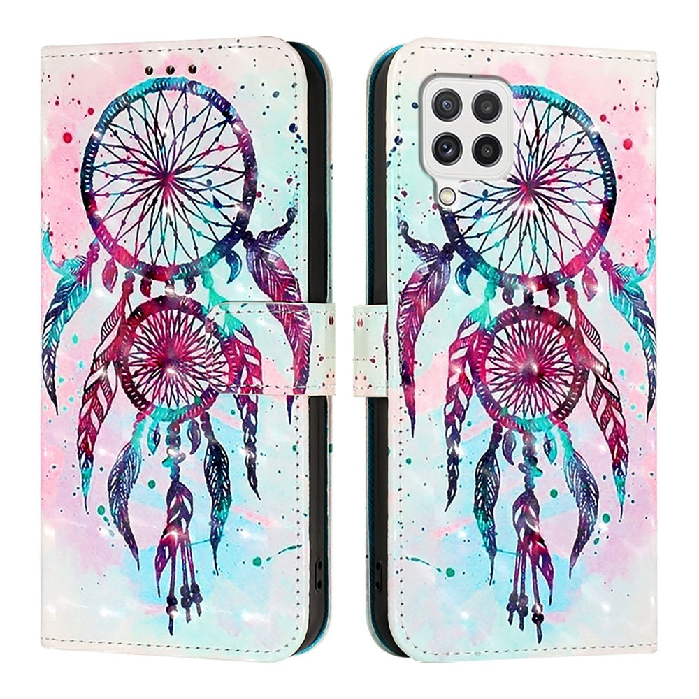 Samsung Galaxy A22 4G Leather Flip Phone Case with 3D Painted Design, Card Holder, Wallet & Stand Function - Durable Protection & Easy Access