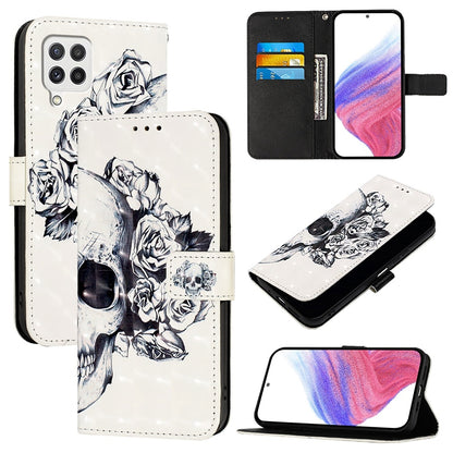 Samsung Galaxy A22 4G Leather Flip Phone Case with 3D Painted Design, Card Holder, Wallet & Stand Function - Durable Protection & Easy Access