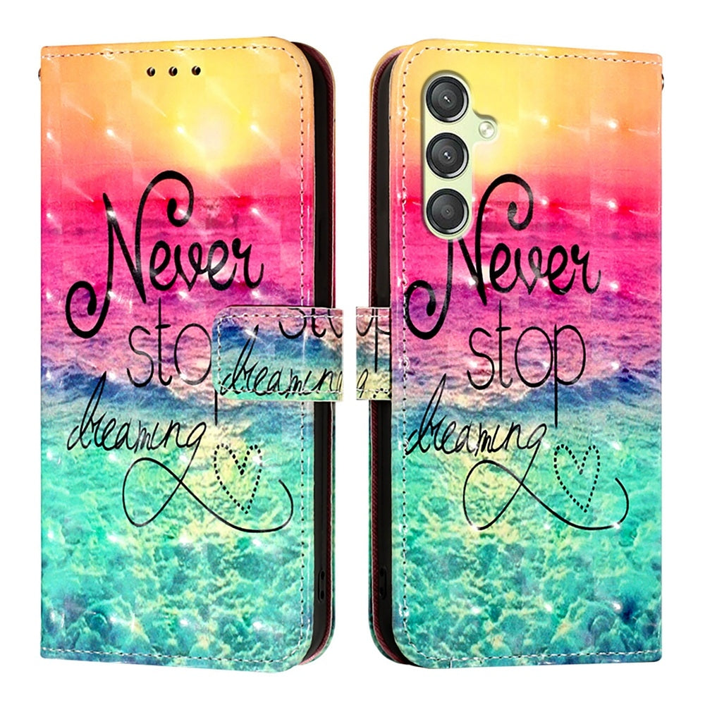 Samsung Galaxy A24 4G Leather Flip Phone Case with 3D Painted Design, Card Holder, Wallet & Stand Function - Durable Protection & Easy Access