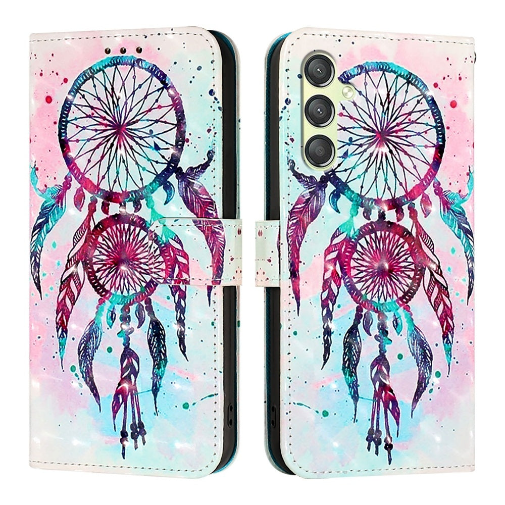 Samsung Galaxy A24 4G Leather Flip Phone Case with 3D Painted Design, Card Holder, Wallet & Stand Function - Durable Protection & Easy Access