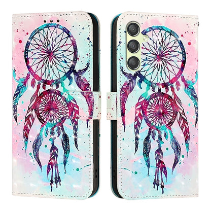 Samsung Galaxy A24 4G Leather Flip Phone Case with 3D Painted Design, Card Holder, Wallet & Stand Function - Durable Protection & Easy Access