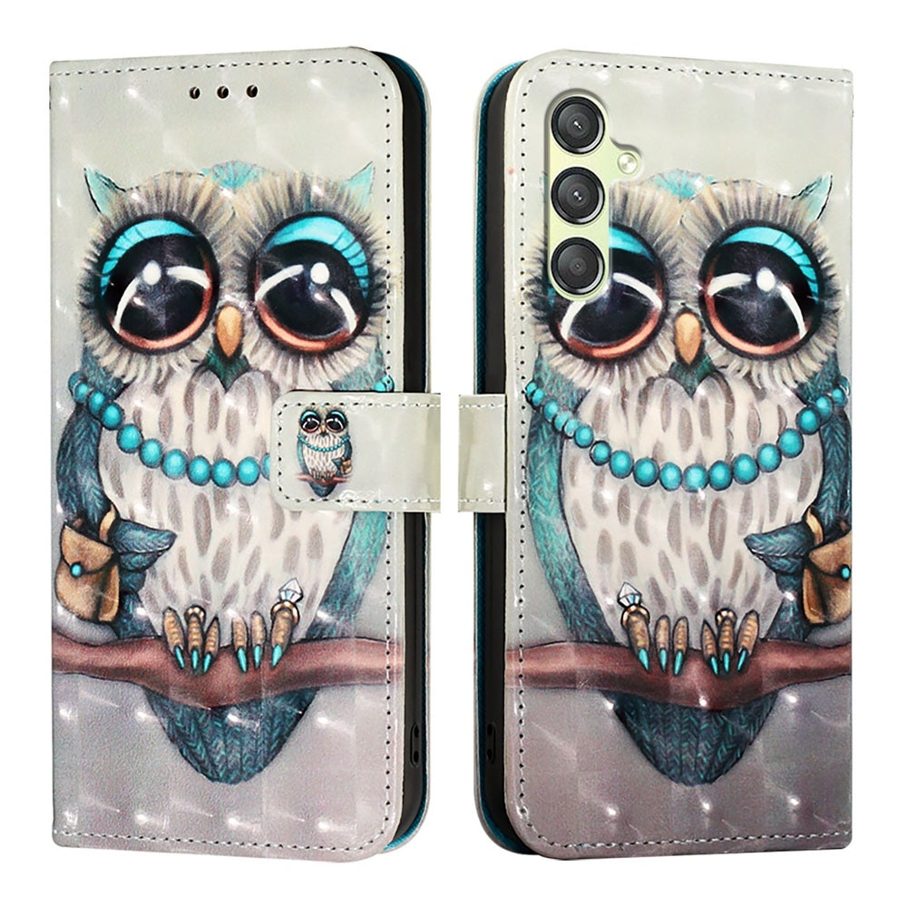 Samsung Galaxy A24 4G Leather Flip Phone Case with 3D Painted Design, Card Holder, Wallet & Stand Function - Durable Protection & Easy Access