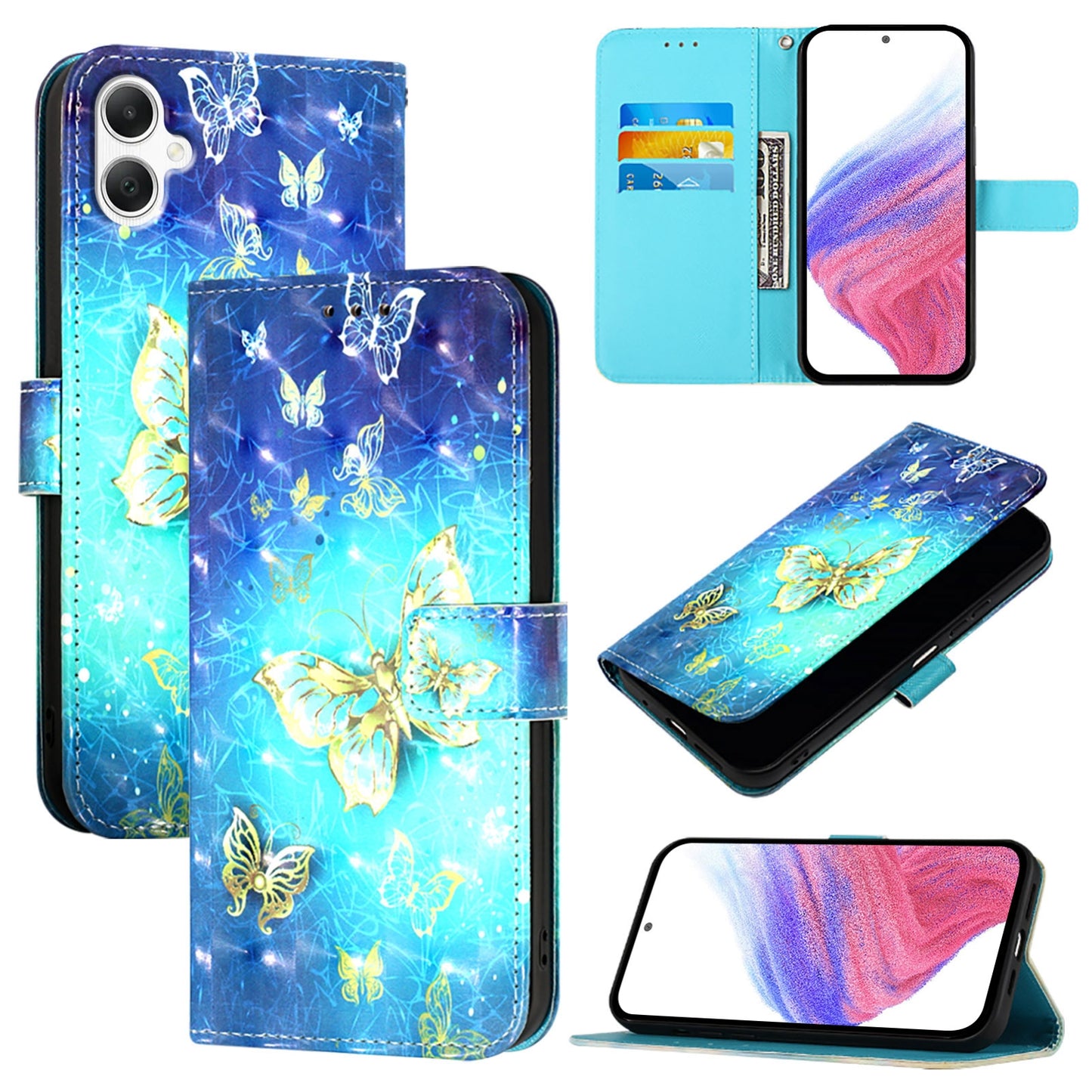 Samsung Galaxy A06 4G Leather Flip Phone Case with 3D Painted Design, Card Holder, Wallet & Stand Function - Durable Protection & Easy Access