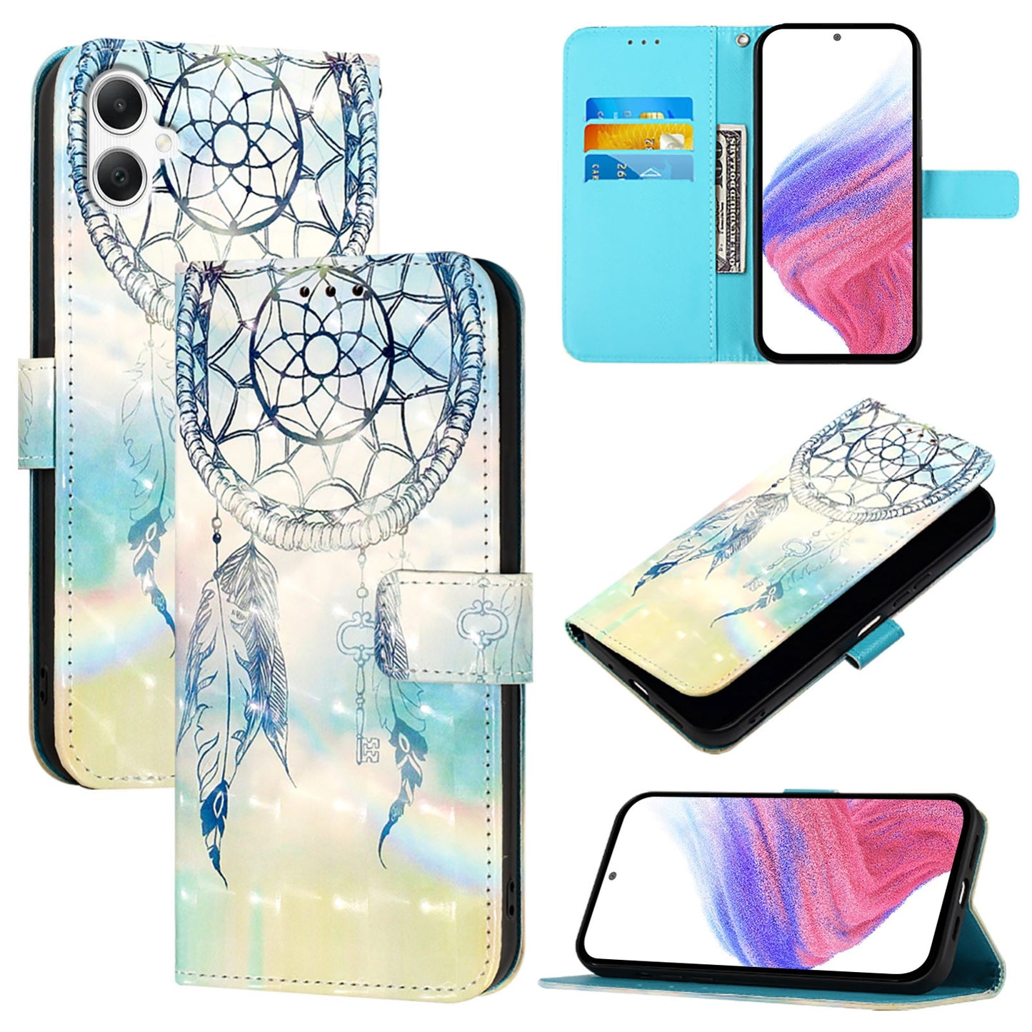 Samsung Galaxy A06 4G Leather Flip Phone Case with 3D Painted Design, Card Holder, Wallet & Stand Function - Durable Protection & Easy Access