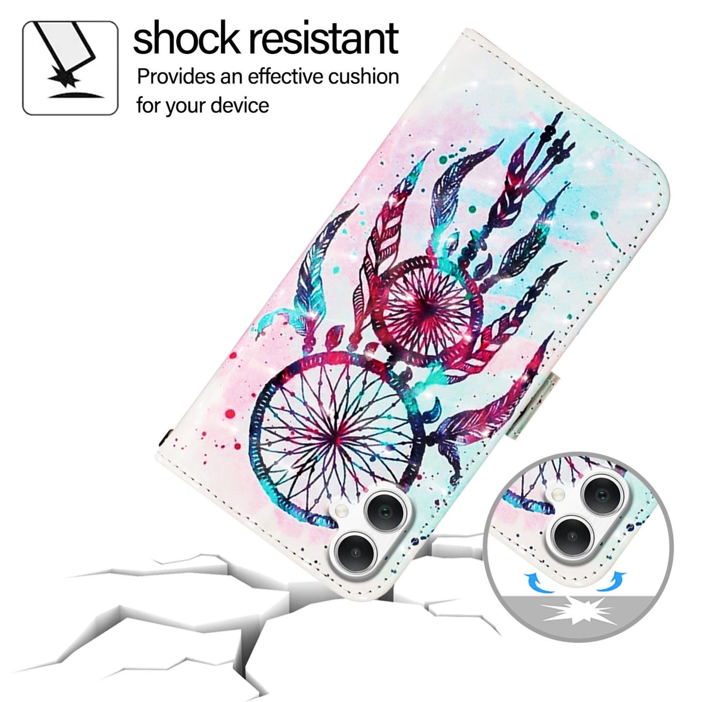 Samsung Galaxy A06 4G Leather Flip Phone Case with 3D Painted Design, Card Holder, Wallet & Stand Function - Durable Protection & Easy Access