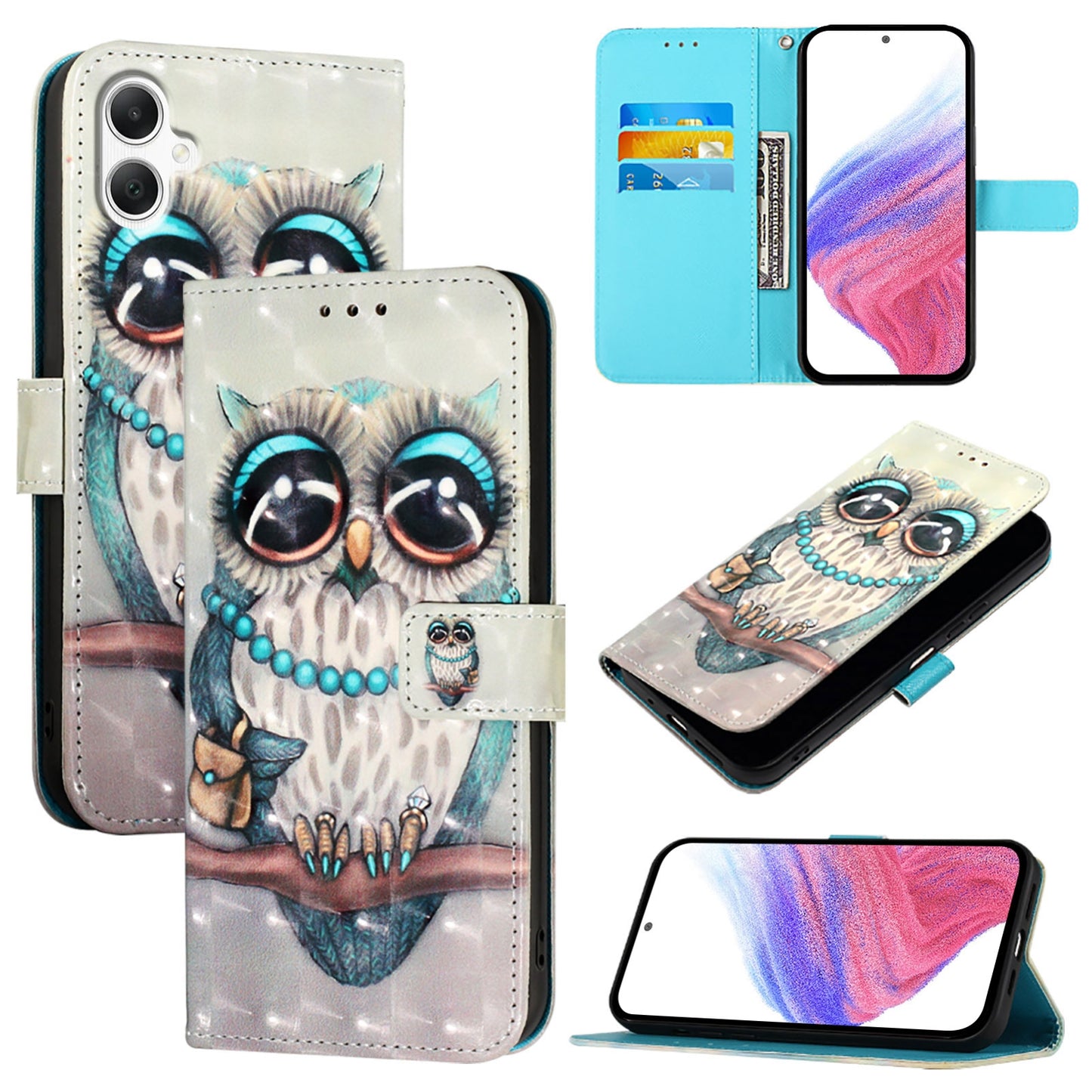 Samsung Galaxy A06 4G Leather Flip Phone Case with 3D Painted Design, Card Holder, Wallet & Stand Function - Durable Protection & Easy Access