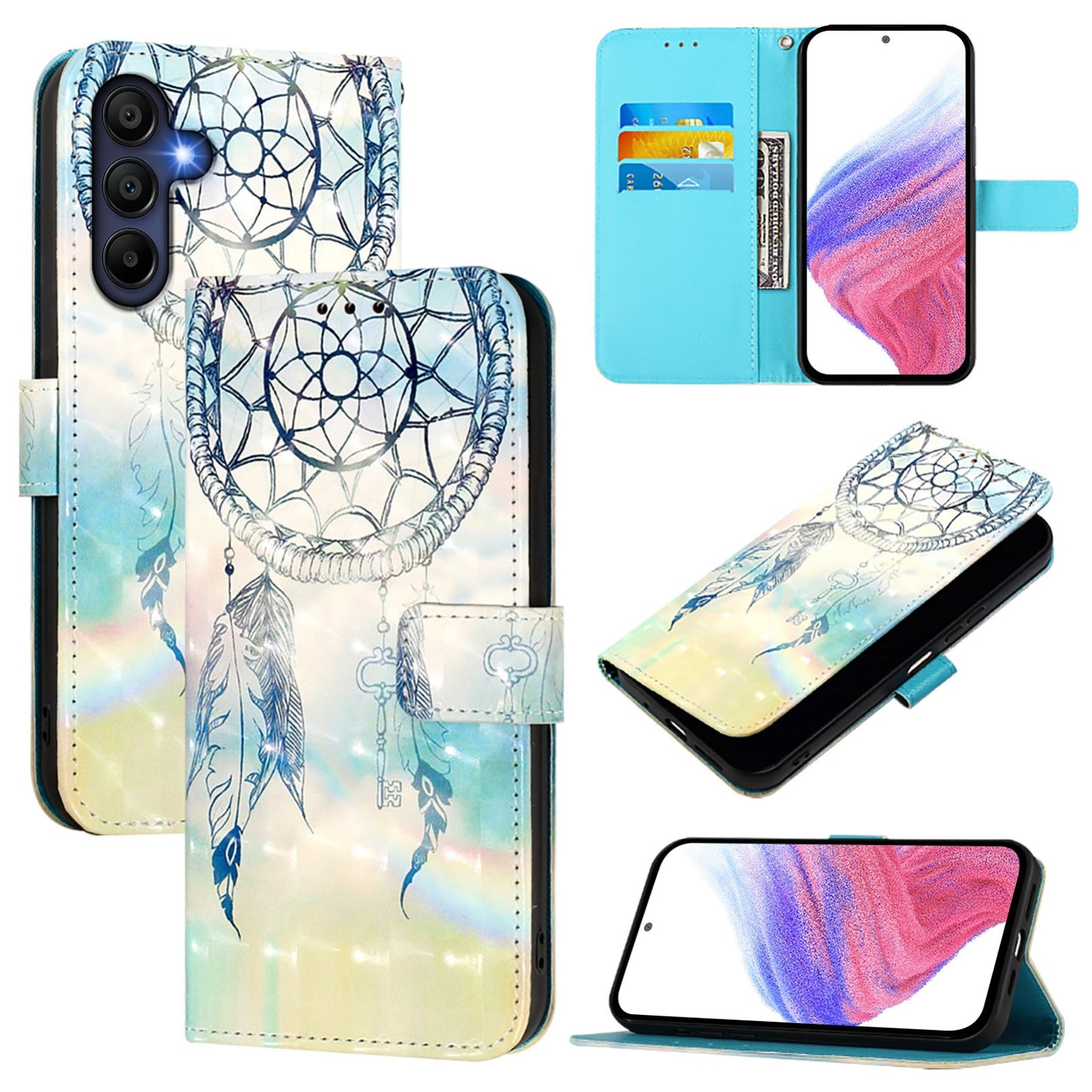 Samsung Galaxy A16 5G Leather Flip Phone Case with 3D Painted Design, Card Holder, Wallet & Stand Function - Durable Protection & Easy Access