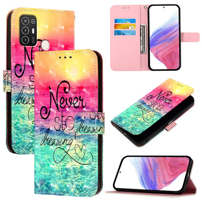 ZTE Blade A52 Leather Flip Phone Case with 3D Painted Design, Card Holder, Wallet & Stand Function - Durable Protection & Easy Access