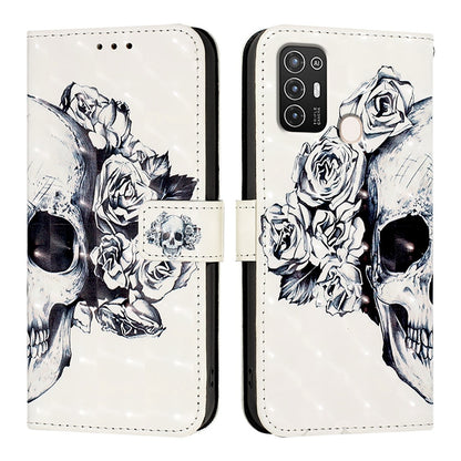 ZTE Blade A52 Leather Flip Phone Case with 3D Painted Design, Card Holder, Wallet & Stand Function - Durable Protection & Easy Access