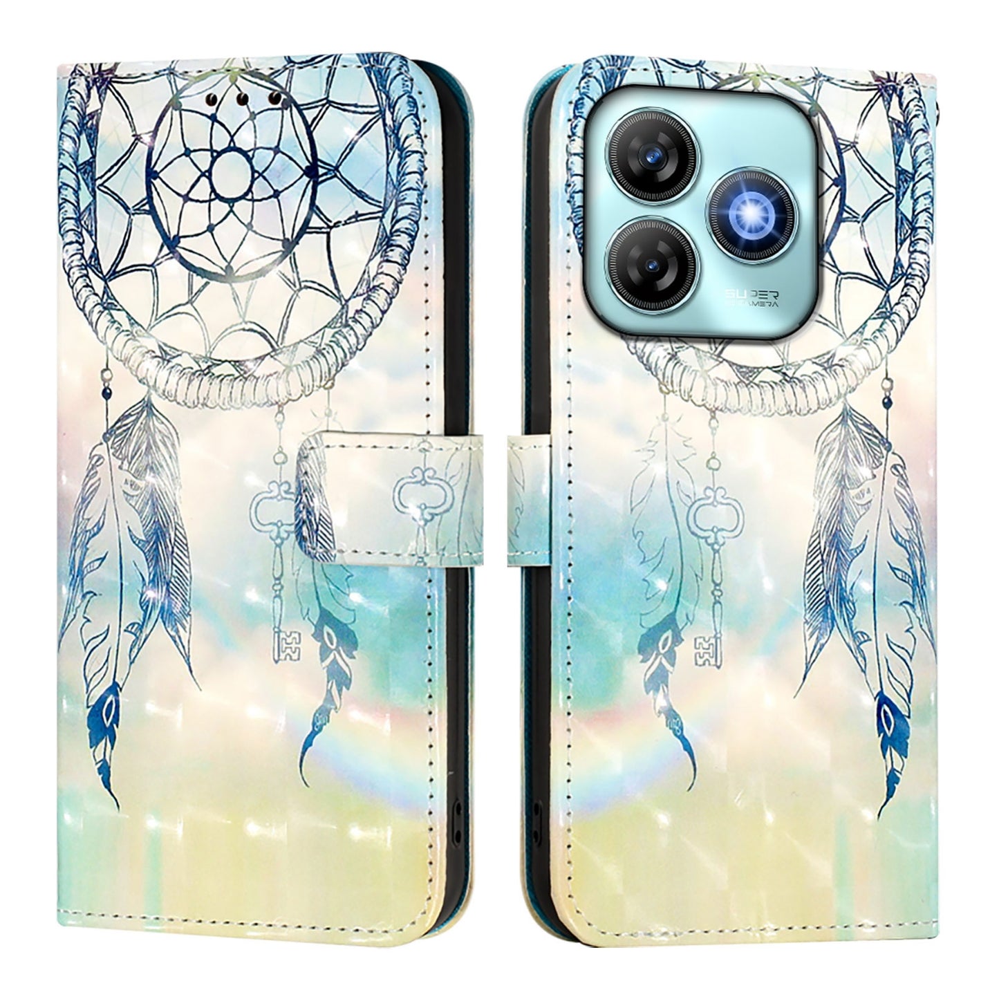 ZTE Blade A75 4G Leather Flip Phone Case with 3D Painted Design, Card Holder, Wallet & Stand Function - Durable Protection & Easy Access