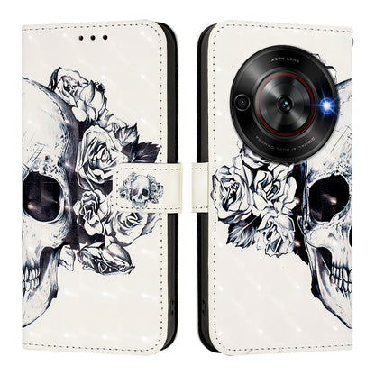 ZTE Blade A75 5G Leather Flip Phone Case with 3D Painted Design, Card Holder, Wallet & Stand Function - Durable Protection & Easy Access