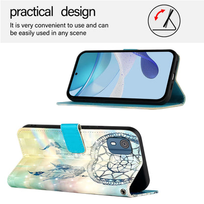 Nokia C02 Leather Flip Phone Case with 3D Painted Design, Card Holder, Wallet & Stand Function - Durable Protection & Easy Access