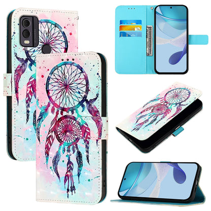 Nokia C22 Leather Flip Phone Case with 3D Painted Design, Card Holder, Wallet & Stand Function - Durable Protection & Easy Access