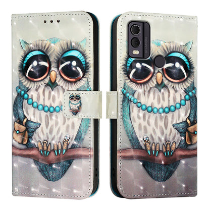 Nokia C22 Leather Flip Phone Case with 3D Painted Design, Card Holder, Wallet & Stand Function - Durable Protection & Easy Access