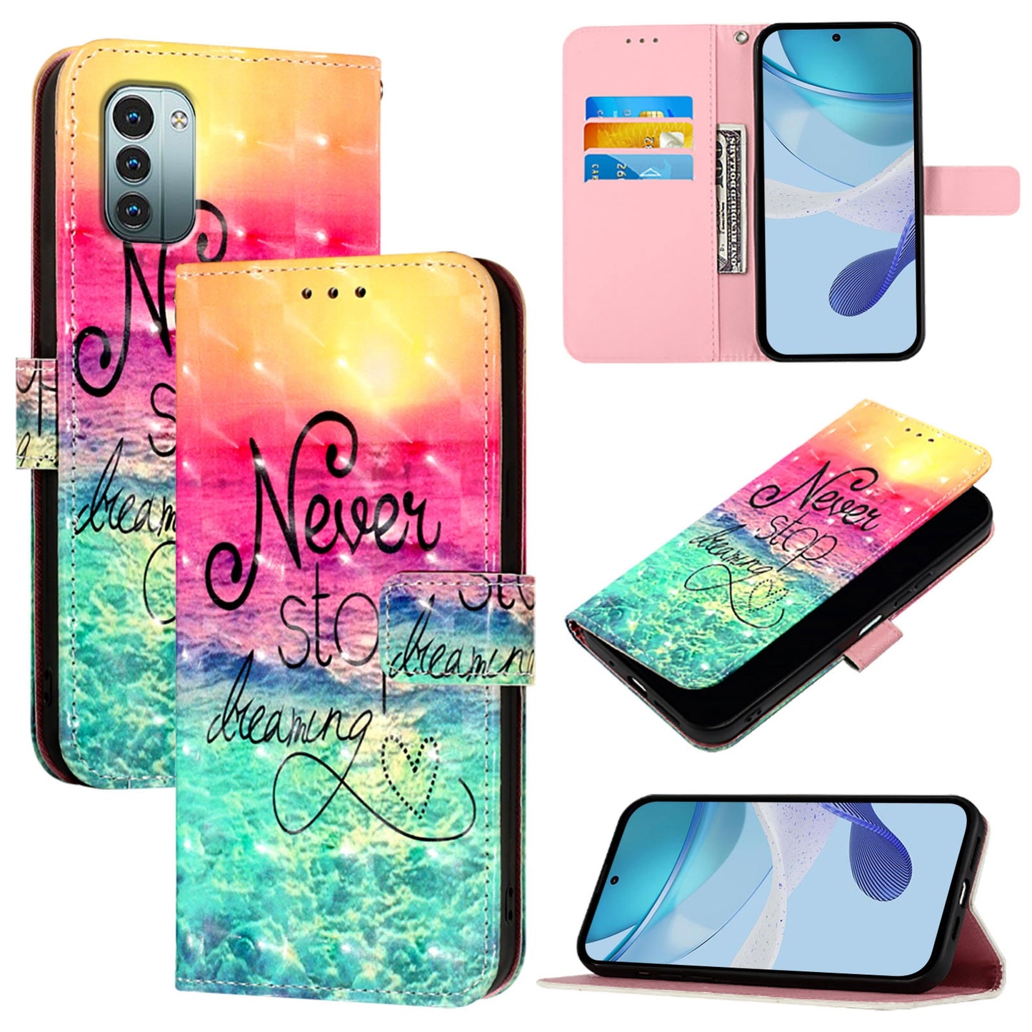 Nokia G11 Leather Flip Phone Case with 3D Painted Design, Card Holder, Wallet & Stand Function - Durable Protection & Easy Access