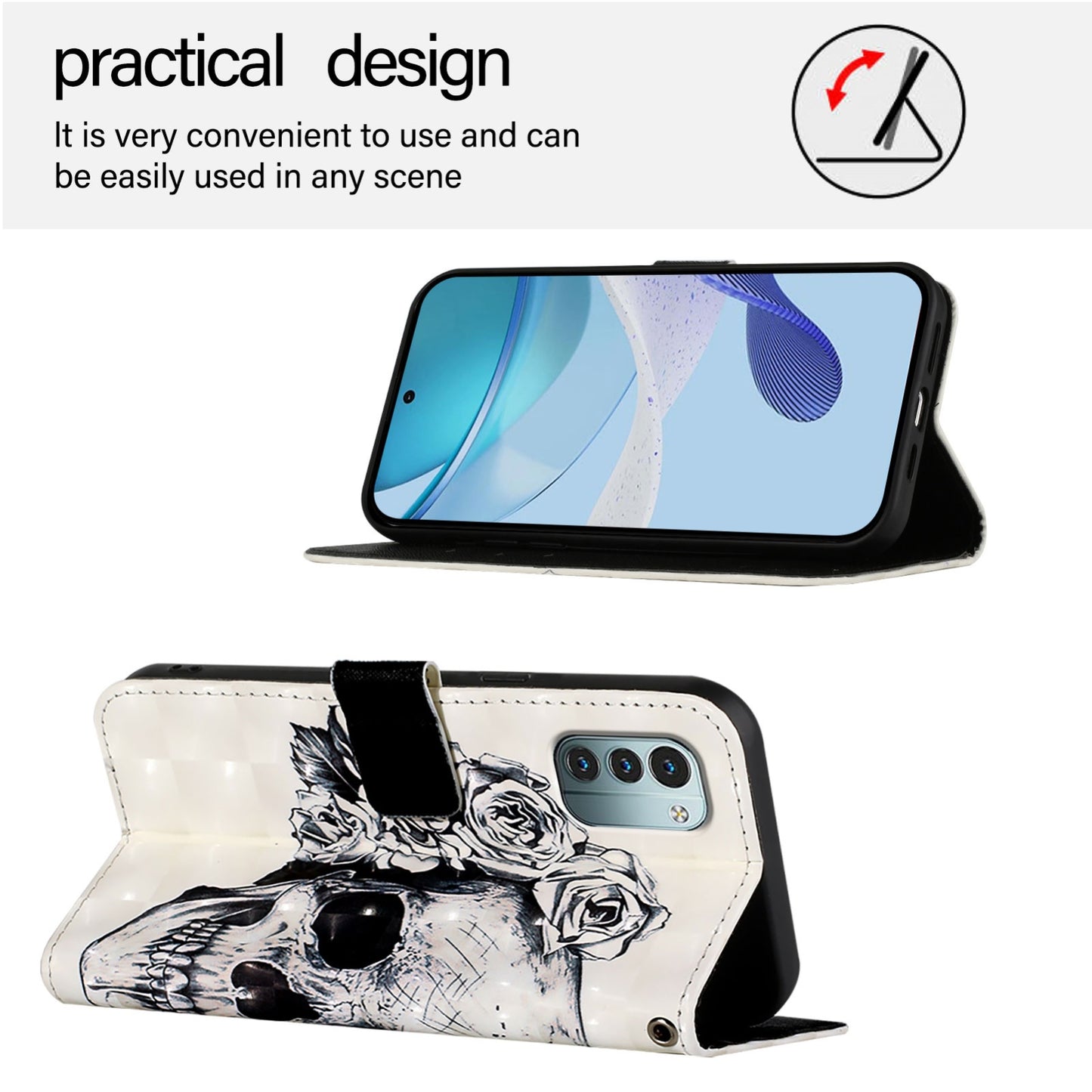 Nokia G21 Leather Flip Phone Case with 3D Painted Design, Card Holder, Wallet & Stand Function - Durable Protection & Easy Access