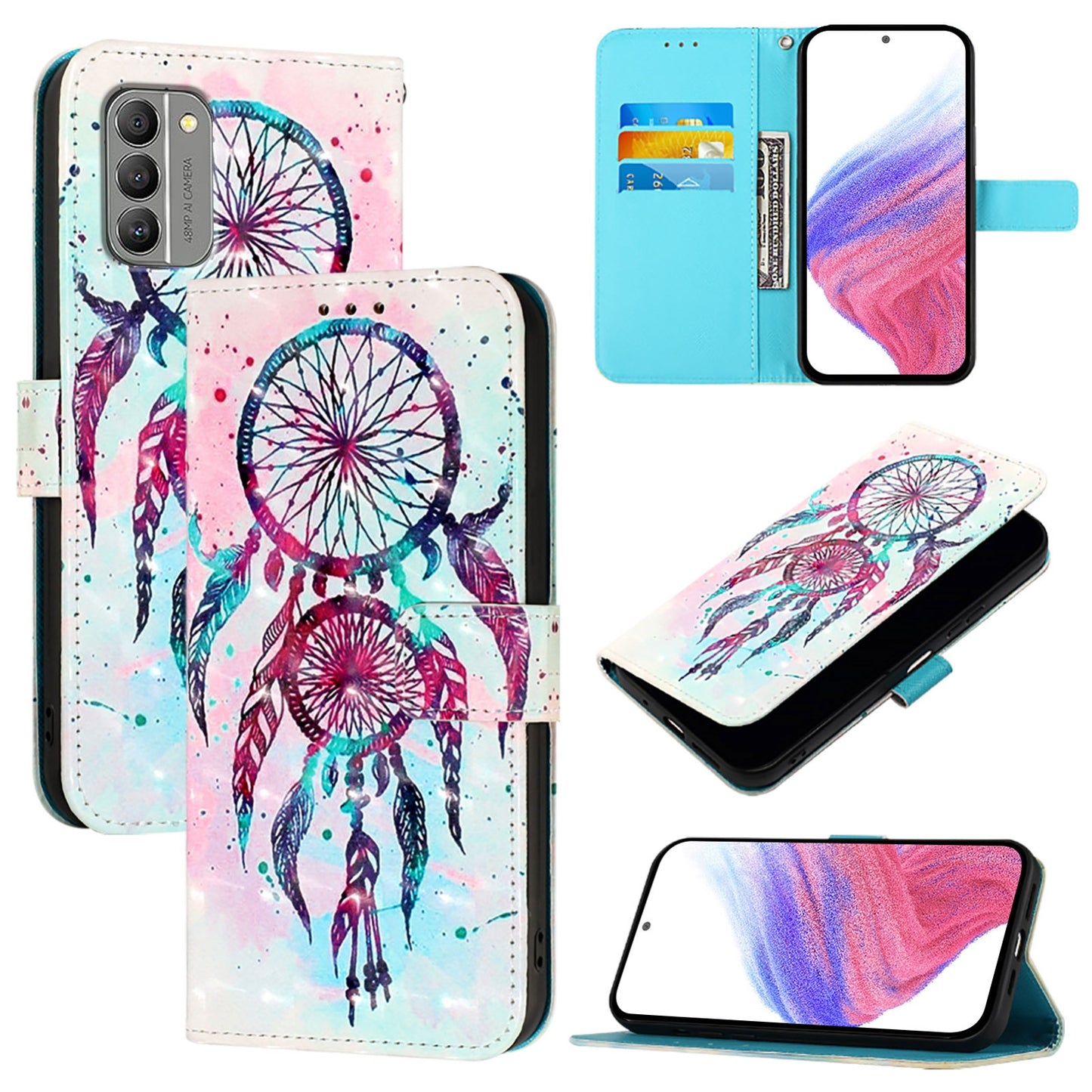 Nokia G400 Leather Flip Phone Case with 3D Painted Design, Card Holder, Wallet & Stand Function - Durable Protection & Easy Access