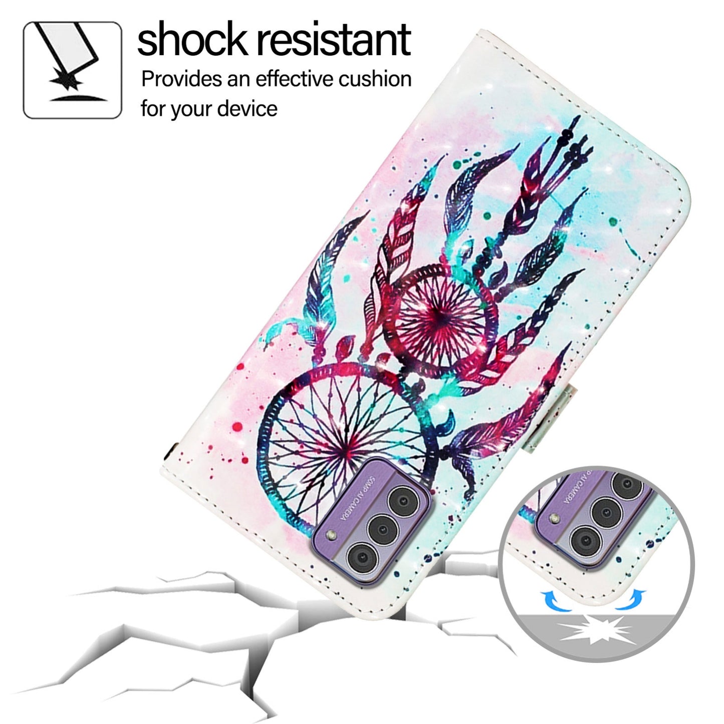 Nokia G310 Leather Flip Phone Case with 3D Painted Design, Card Holder, Wallet & Stand Function - Durable Protection & Easy Access